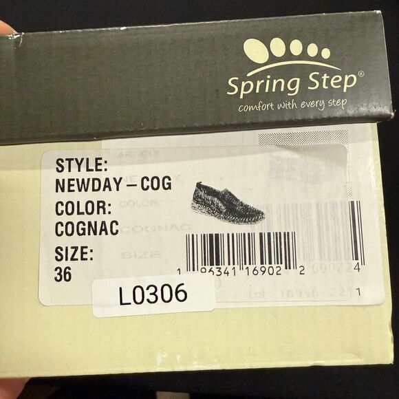 New Spring Step Newday Cognac Brown Leather Laser Cut Flats Sneakers 36 - Picture 6 of 6